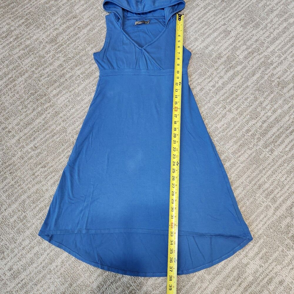 Prana women's Alana hooded sleeveless organic cotton hi-low dress blue size S - Picture 4 of 9
